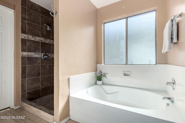 12996 N Desert Olive Dr, Oro Valley, AZ 85755 - bathroom with independent shower and bath and tile patterned flooring