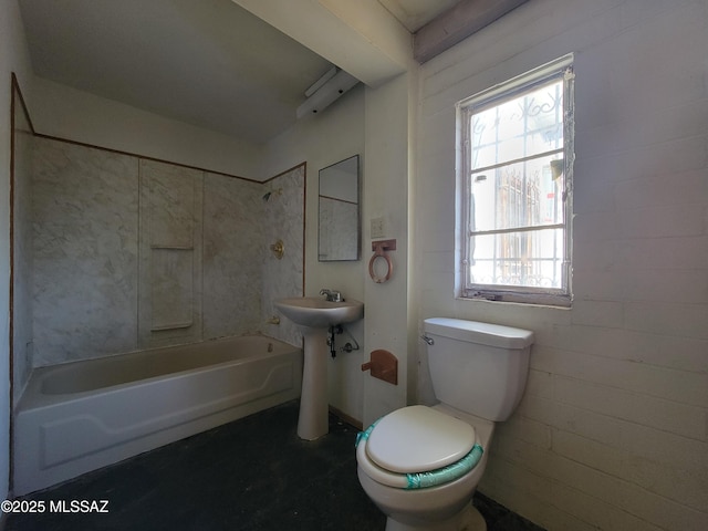 full bathroom with shower / tub combination, toilet, and sink