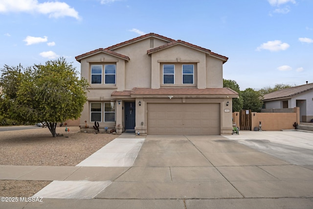 view of front of property with a garage