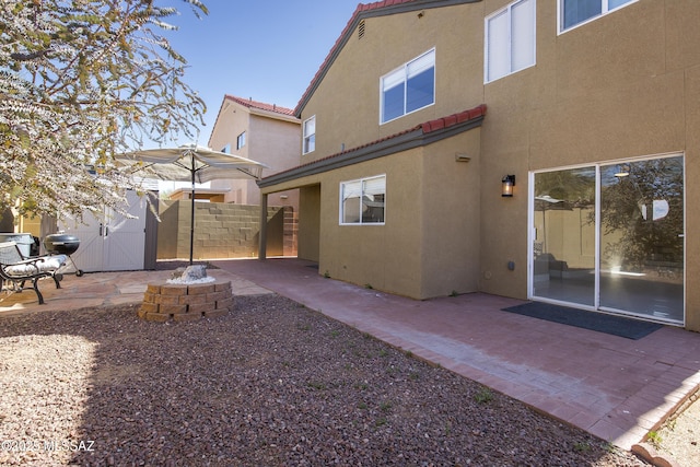 view of yard with a patio and fence