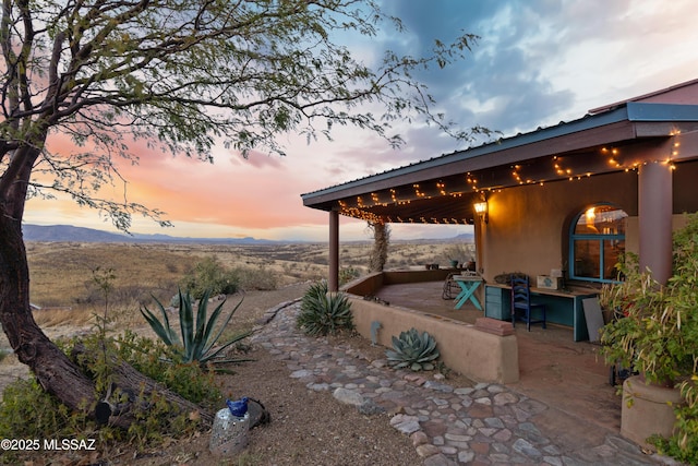 view of patio featuring a mountain view