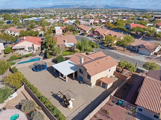 aerial view with a residential view and a mountain view