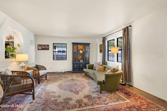 living area with wood finished floors