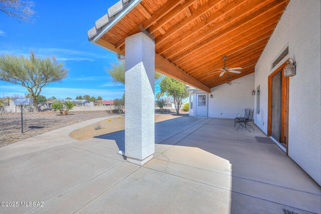 view of patio / terrace with ceiling fan