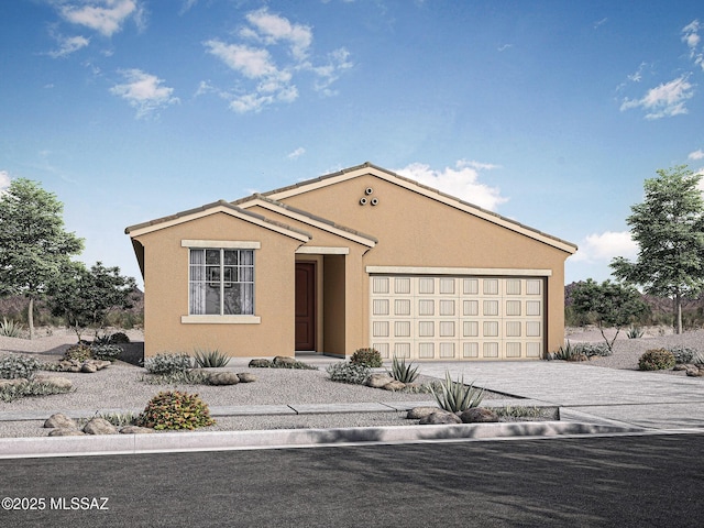 view of front of property with a garage