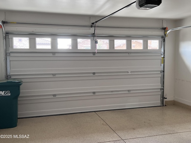 garage with a garage door opener