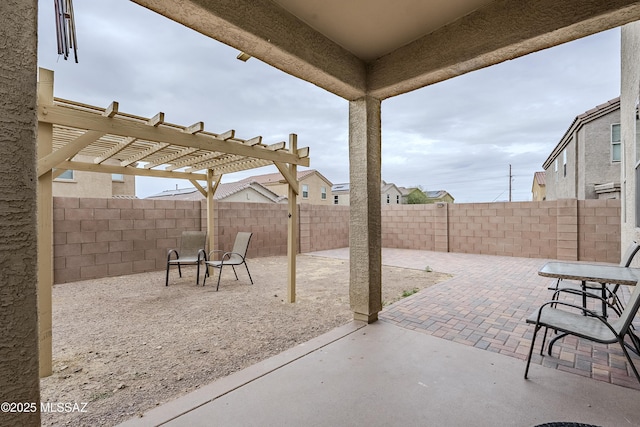 view of patio / terrace featuring a pergola