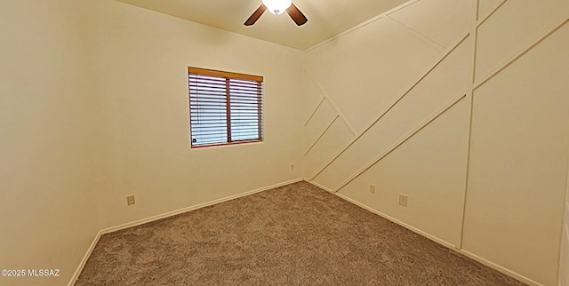 spare room with carpet flooring and ceiling fan