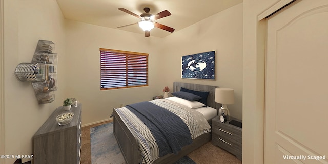 bedroom featuring ceiling fan