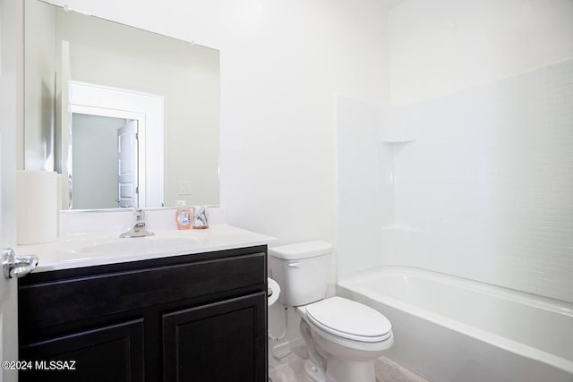 full bathroom with vanity, toilet, and shower / bathing tub combination