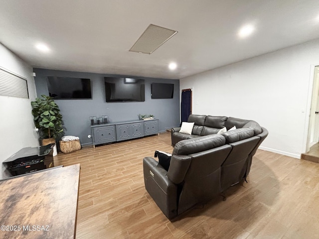 living room featuring light hardwood / wood-style flooring