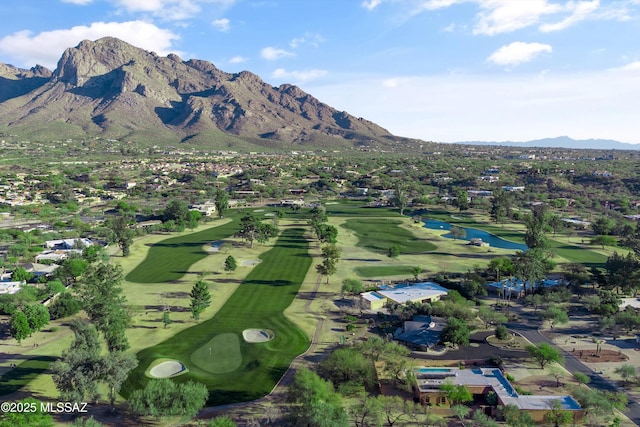 birds eye view of property with a mountain view