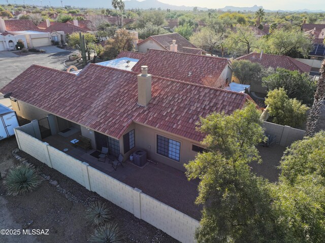 bird's eye view with a mountain view