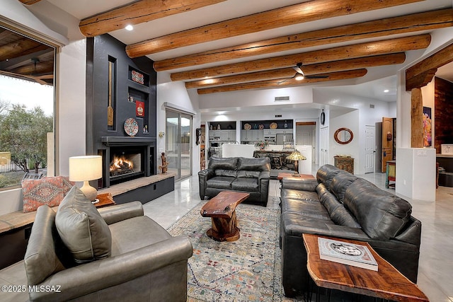 12342 E Barry Baker Pl, Tucson, AZ 85749 - living area with a healthy amount of sunlight, a fireplace, recessed lighting, and visible vents