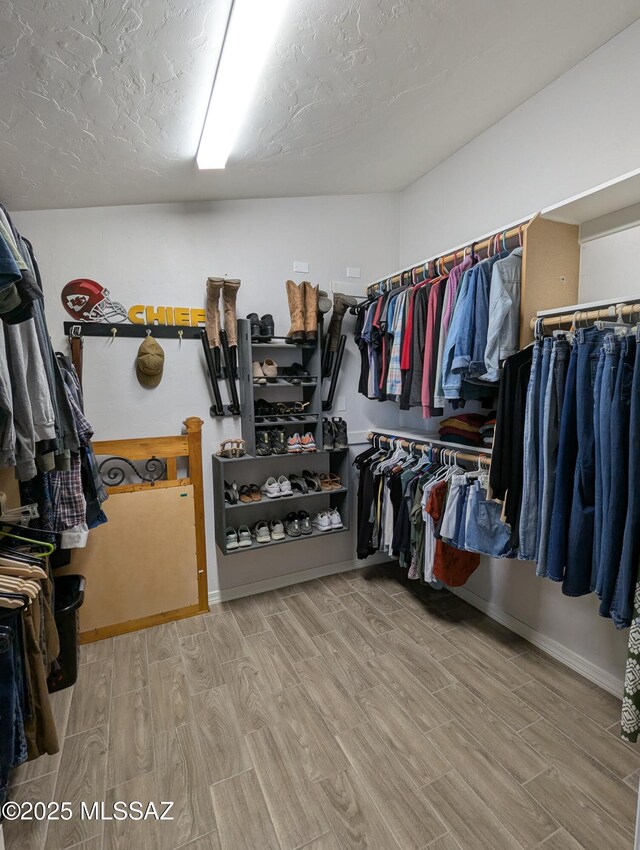 spacious closet with wood finished floors