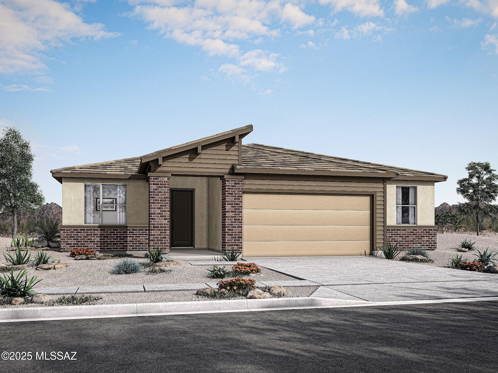 view of front of property featuring a garage