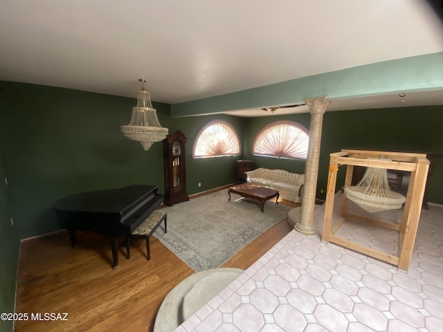 living area featuring light hardwood / wood-style floors