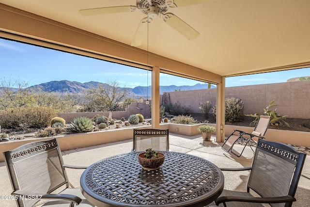 36425 S Golf Course Dr, Tucson, AZ 85739 - view of patio / terrace featuring a mountain view and a fenced backyard
