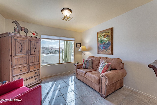 view of tiled living room