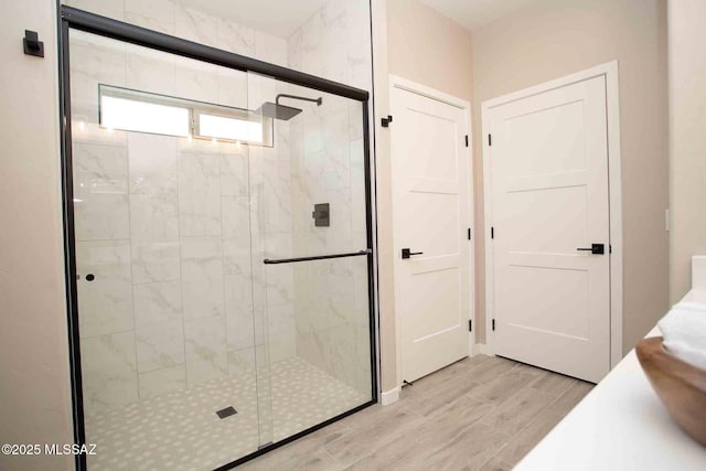 bathroom featuring walk in shower