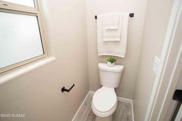 bathroom with wood-type flooring and toilet