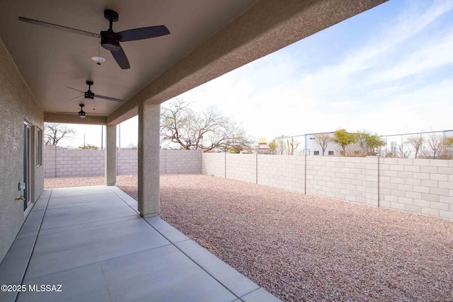 view of patio / terrace featuring ceiling fan