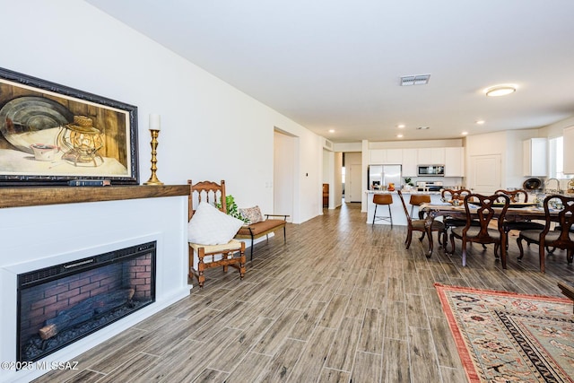 living room featuring sink