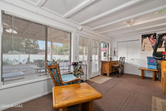 sunroom / solarium with beam ceiling