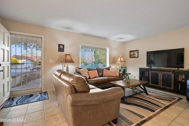 view of tiled living room