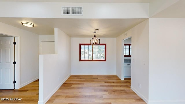 interior space with light hardwood / wood-style floors