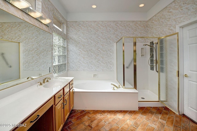 14686 N Lost Arrow Dr, Oro Valley, AZ 85755 - bathroom featuring vanity and separate shower and tub