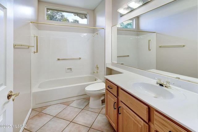 14686 N Lost Arrow Dr, Oro Valley, AZ 85755 - full bathroom featuring tile patterned flooring, vanity, shower / bathtub combination, and toilet