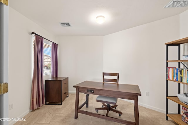 view of tiled home office