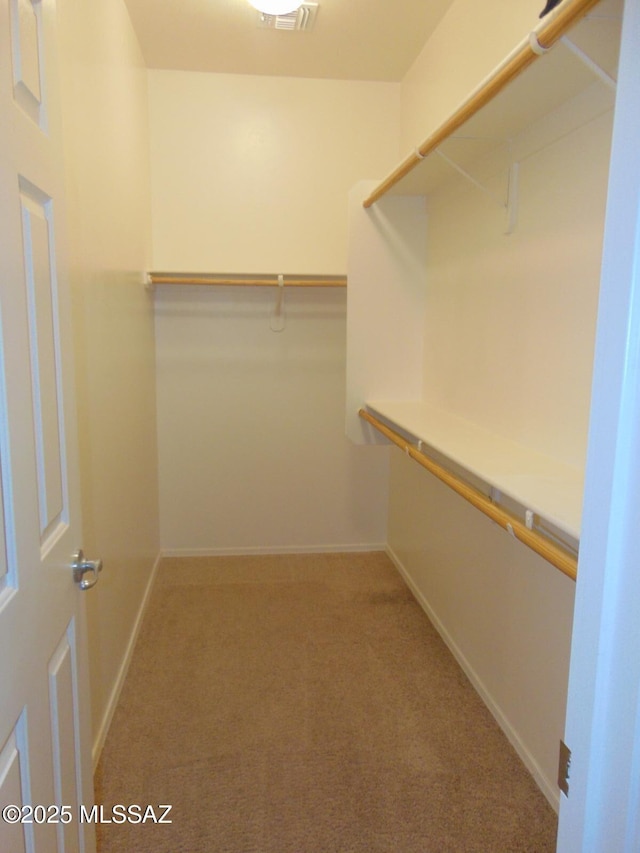 walk in closet with carpet