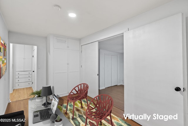office area featuring wood finished floors