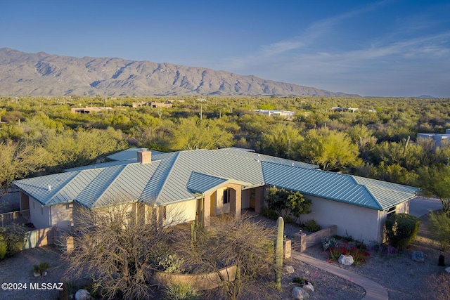 aerial view with a mountain view