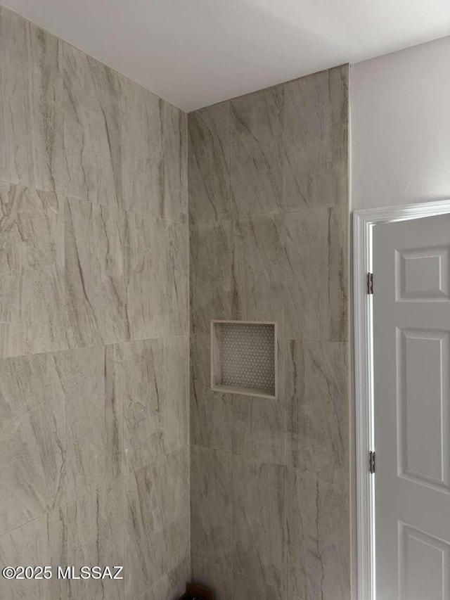 interior details with tiled shower