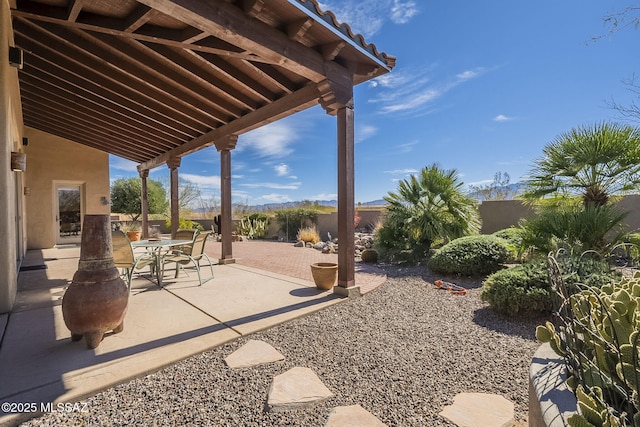 view of patio / terrace featuring a fenced backyard and outdoor dining space