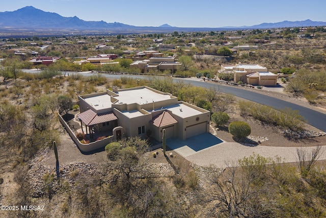 drone / aerial view with a mountain view