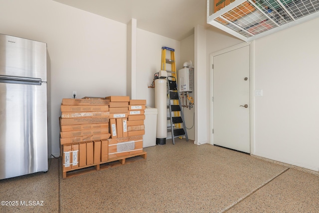 interior space featuring freestanding refrigerator