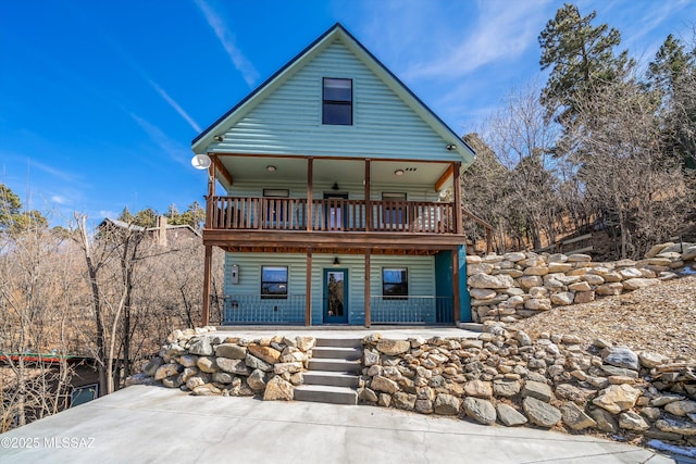 12909 N Ajo Ave, Mount Lemmon, AZ 85619 - view of front of home with covered porch and a balcony