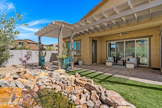 view of patio featuring a pergola