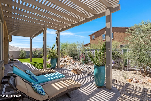 view of patio / terrace featuring a pergola