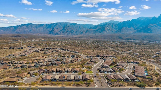 drone / aerial view featuring a mountain view