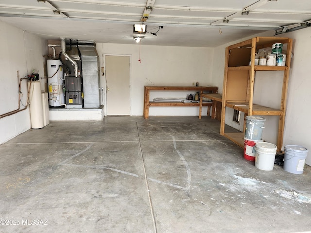 garage featuring water heater