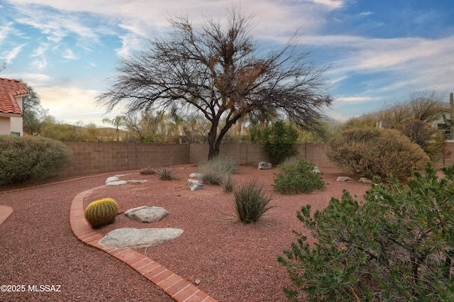 view of yard featuring a fenced backyard