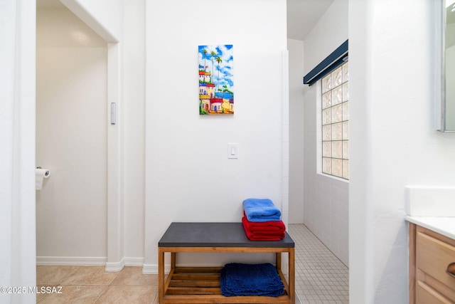 interior space with light tile patterned floors