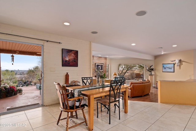 view of tiled dining room