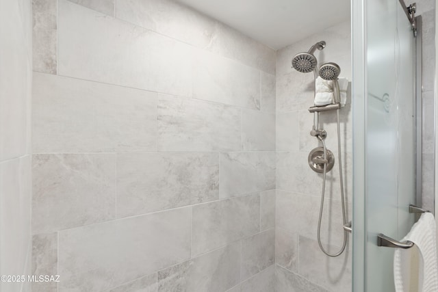 interior details with a shower stall