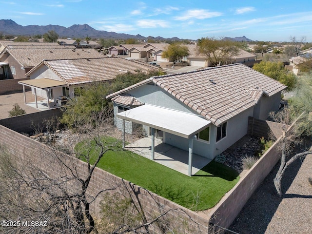 bird's eye view with a residential view and a mountain view